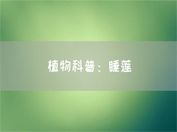 植物科普：睡莲